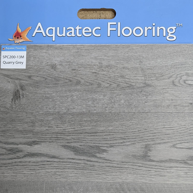 Quarry Grey from Aquatec Flooring offers a contemporary vibe to wood flooring looks. 