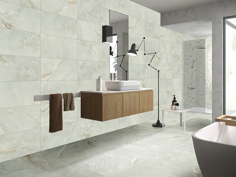 Trends in large tile and in stone-look tile.