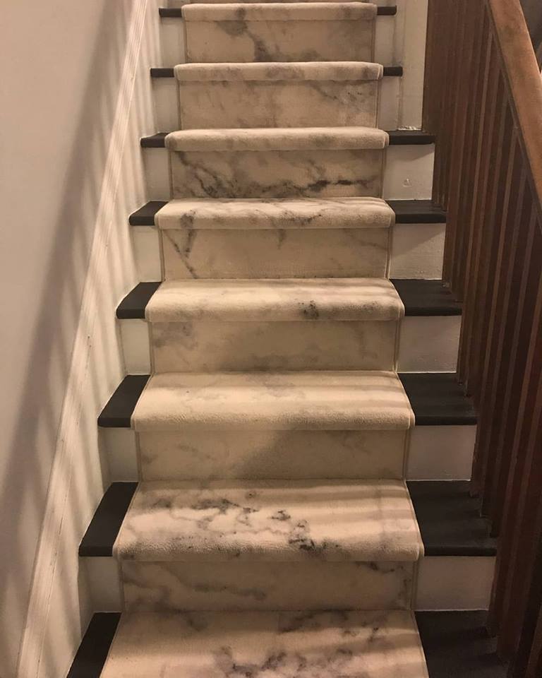 Looking for subtle, classic and unusual? Try a marble-look in carpet for your stair runner.