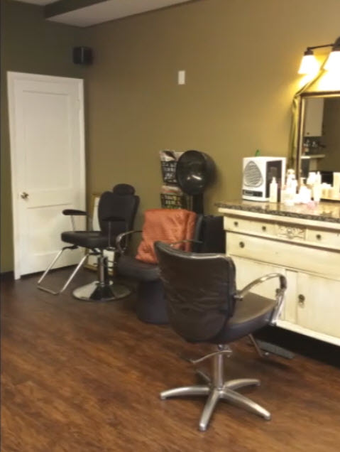 This hair salon chose LVT flooring.