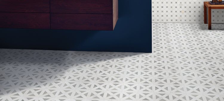 Bianco Dolomite Geometric Mosaic – Marble