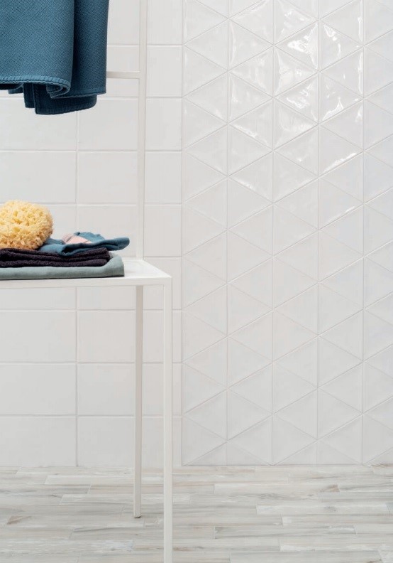 Diamond Accent Wall with Enlarged Subway Tile - Porcelain