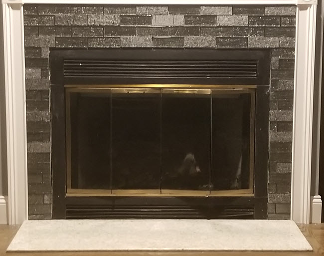 The refinished condo fireplace