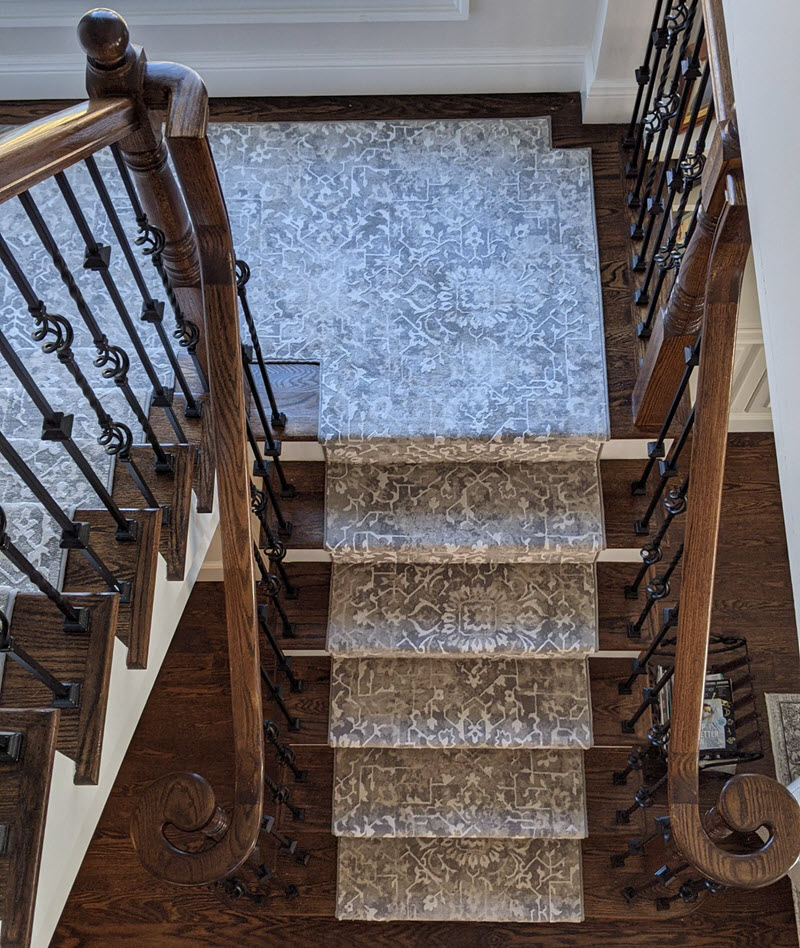 First-Landing-Carpet-Runner-Detail-1Stair Runner Customized for this Home's Unique Details