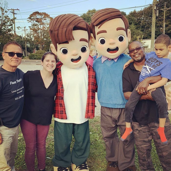 Michael Phoenix and Janine Geneste with her husband and son, Maxwell (and the Property Brothers)