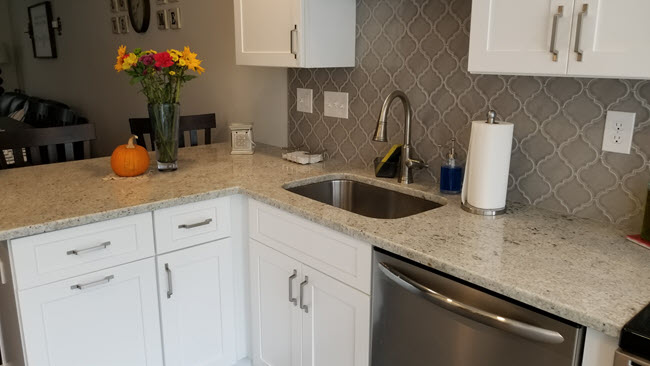 Backsplash transforms this kitchen.