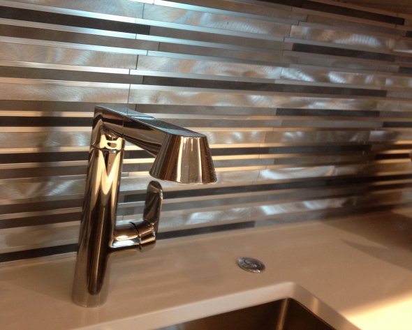 Orbit Brushed Metal Backsplash