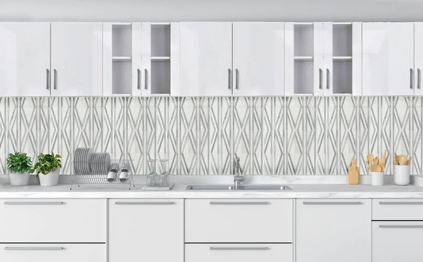 Bold all-over geometric design for this tile backsplash